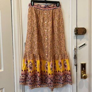 Xirena Yellow Pattern Skirt S